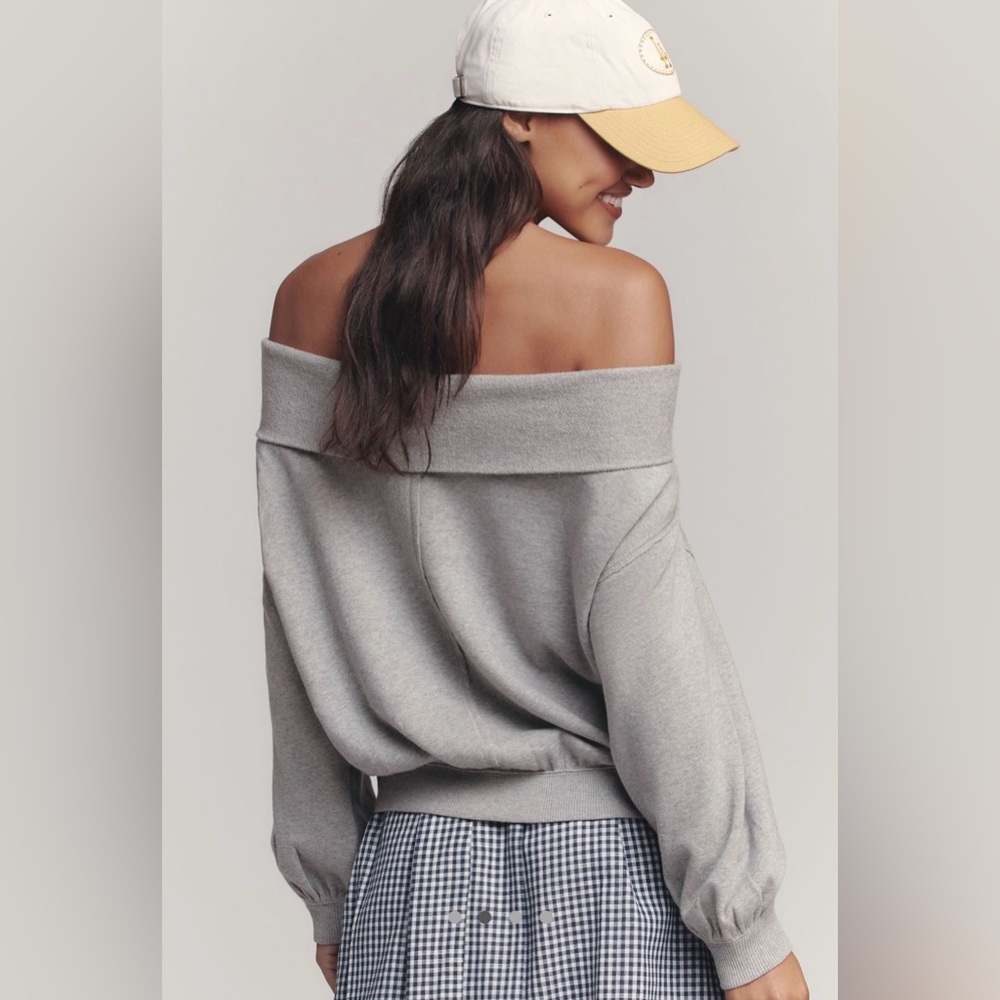 NWT Pilcro Long-Sleeve Slouchy Off-The-Shoulder Top - Picture 3 of 16